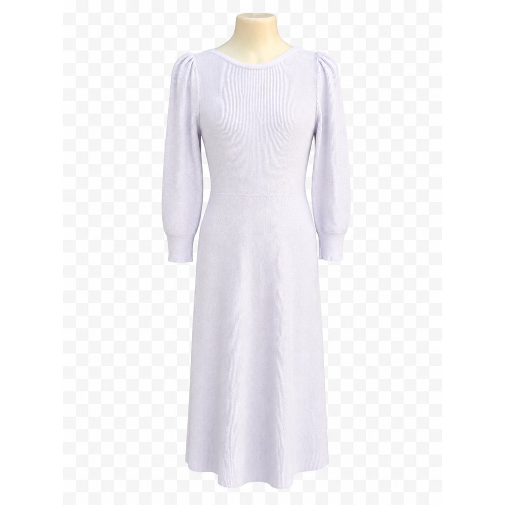 Vintage J.T. Martin Lavender Knit Midi Dress Puff Sleeve Soft Girl Cottagecore